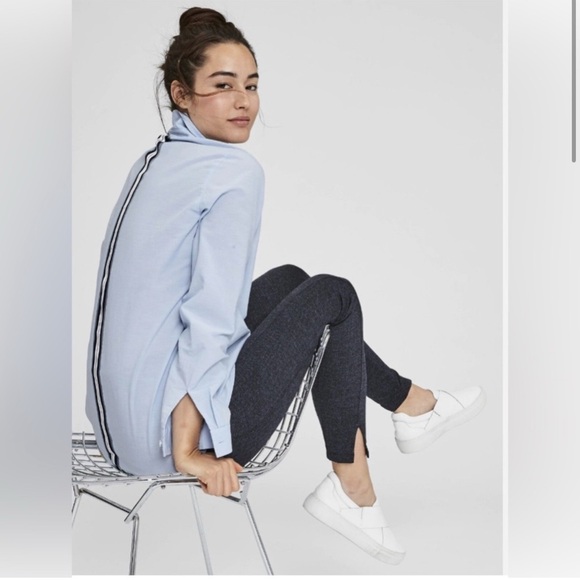 Athleta Black Blue Herringbone Mercer Tights Leggings Tights Pants Size M - Picture 3 of 16